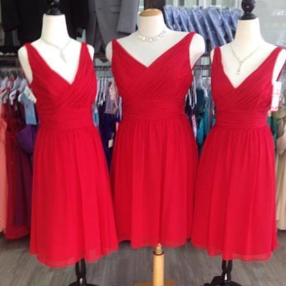 NEW Red Party Dress, Aline Flowy Short Holiday Formal Pageant Prom Mothers - Picture 1 of 6